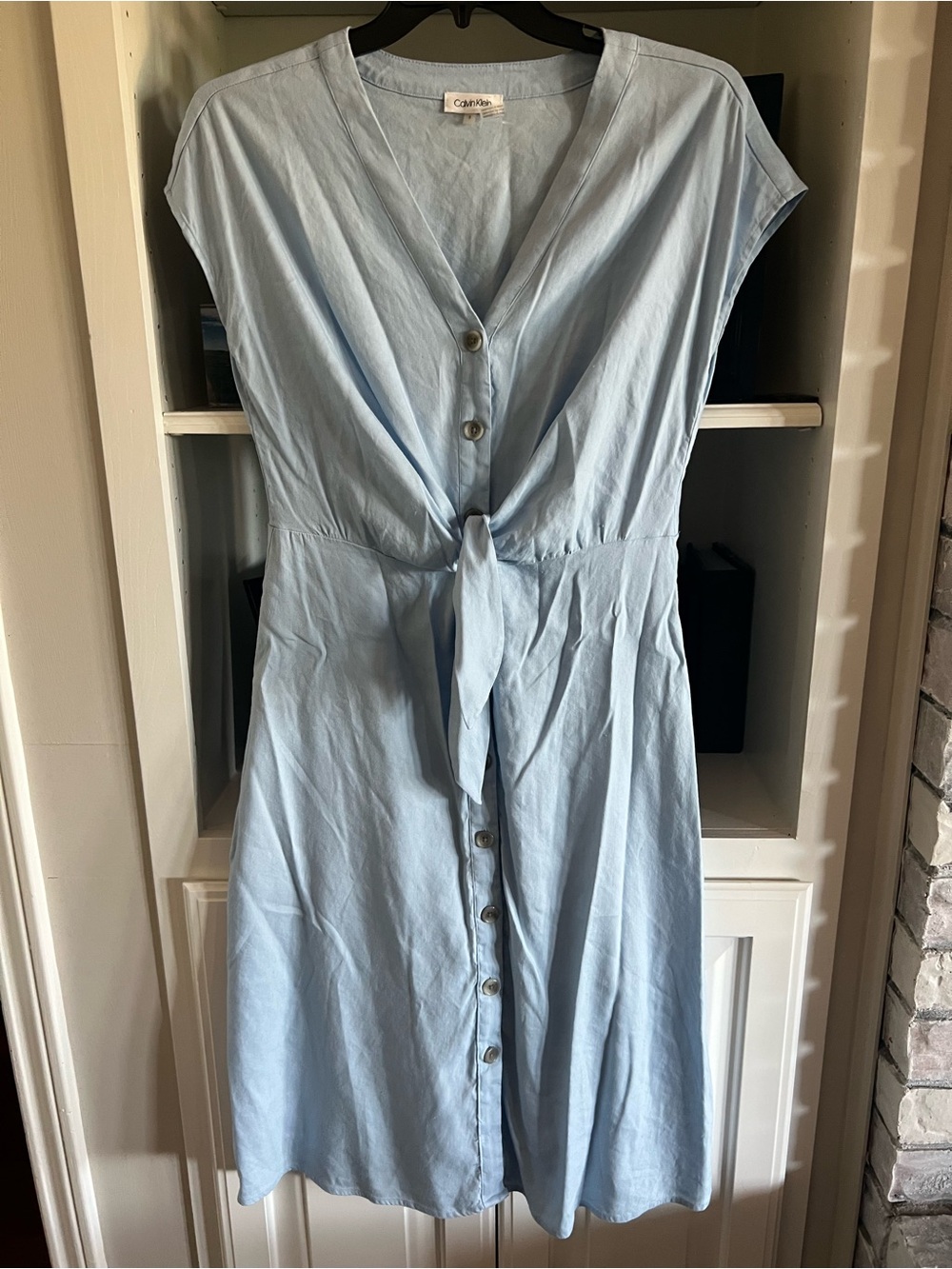 Calvin Klein Linen Dress Baby Blue M 8 10